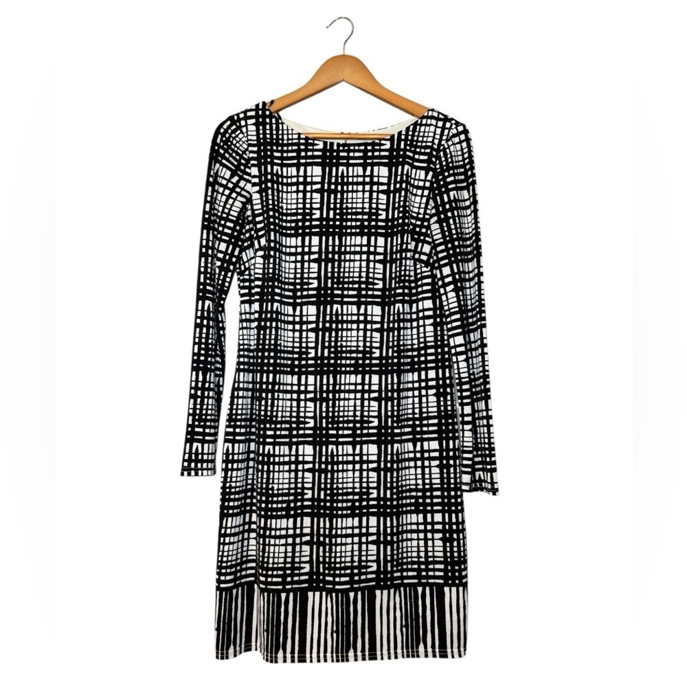Vince Camuto Black White Striped Sheath Dress Sleeveless Career Work Women’s 8